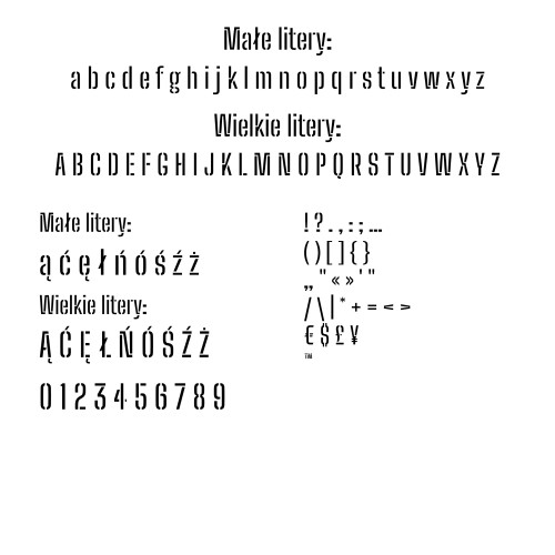 Wszystkie znaki Big Shoulders Stencil