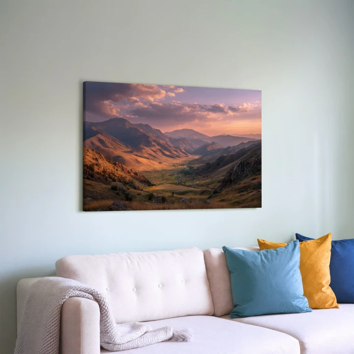 Obraz na płótnie canvas Dolina górska z rzeką realistyczny