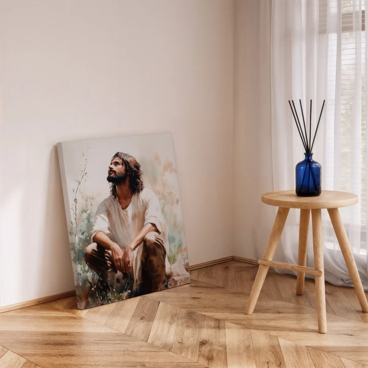 Obraz na płótnie canvas Mężczyzna w modlitwie akwarela