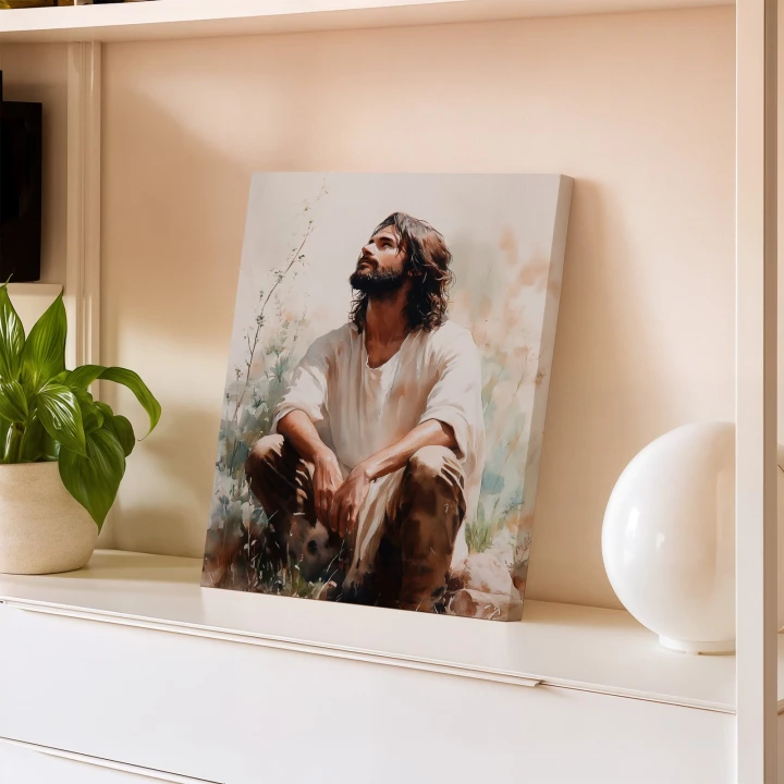 Obraz na płótnie canvas Mężczyzna w modlitwie akwarela