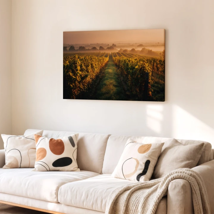 Obraz na płótnie canvas Winnica o świcie realistyczny