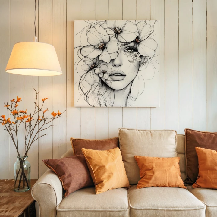 Obraz na płótnie canvas Kobieta z kwiatami realistyczny