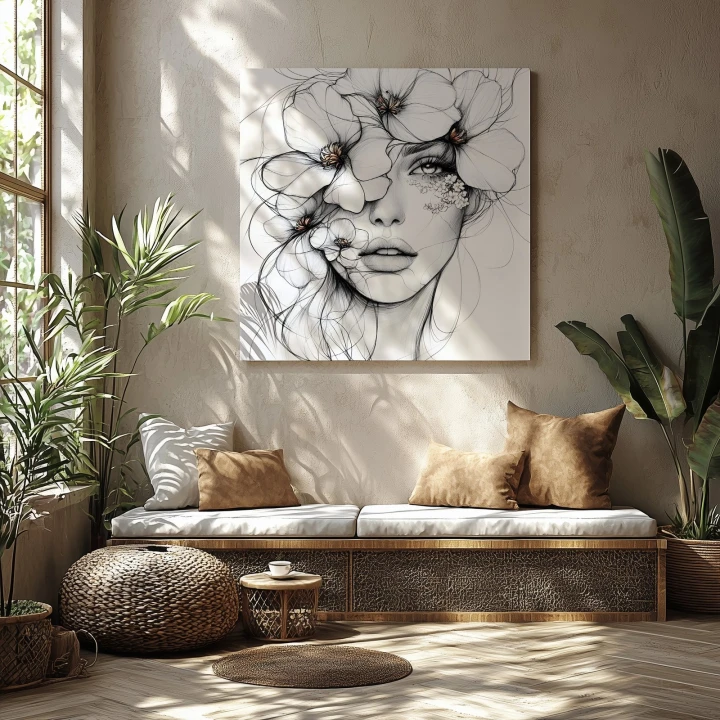 Obraz na płótnie canvas Kobieta z kwiatami realistyczny