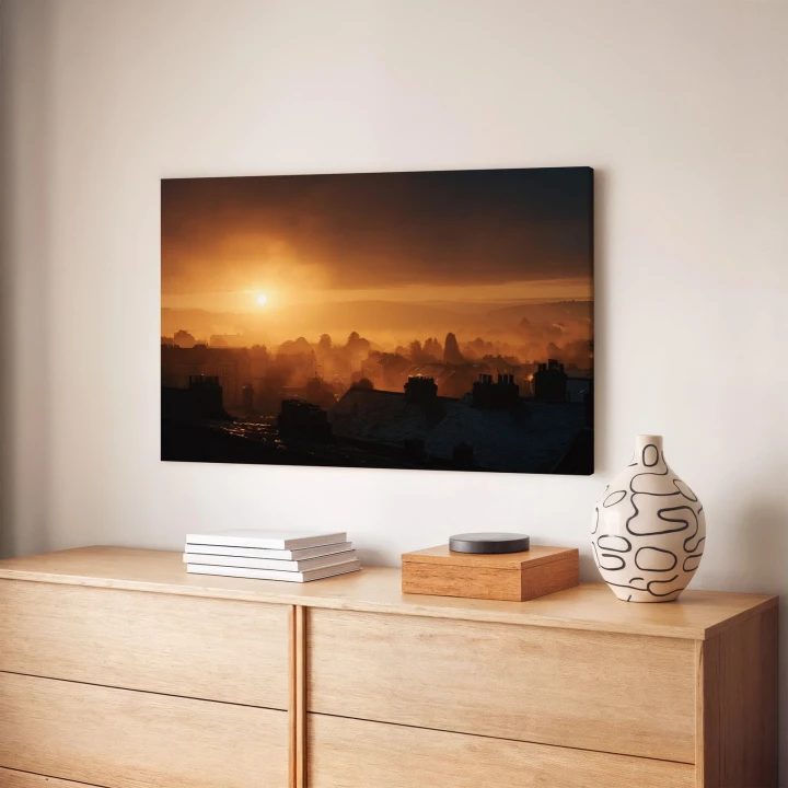 Obraz na płótnie canvas Wschód nad miastem realistyczny