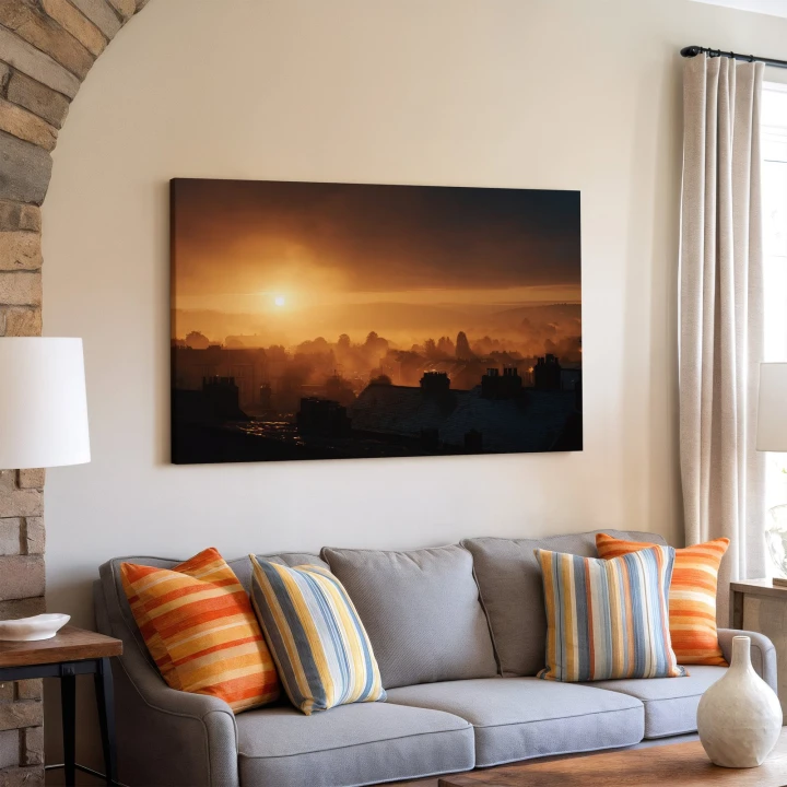 Obraz na płótnie canvas Wschód nad miastem realistyczny