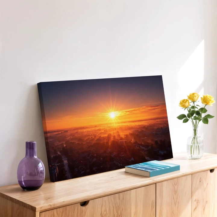 Obraz na płótnie canvas Wschód nad miastem realistyczny