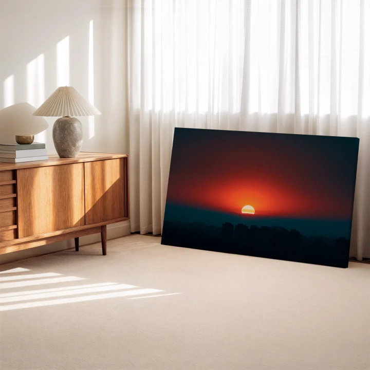 Obraz na płótnie canvas Zachód nad miastem realistyczny