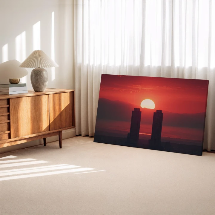 Obraz na płótnie canvas Wieże przy zachodzie realistyczny