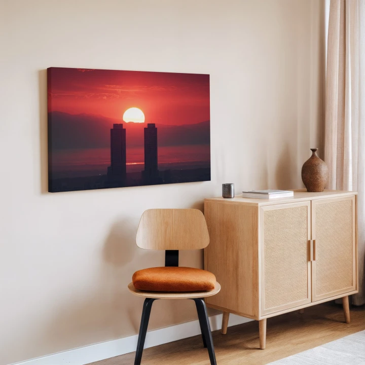 Obraz na płótnie canvas Wieże przy zachodzie realistyczny
