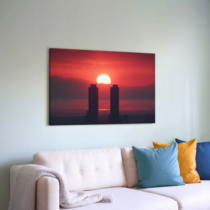 Obraz na płótnie canvas Wieże przy zachodzie realistyczny
