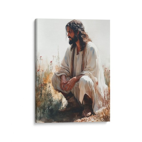 Obraz na płótnie canvas Mężczyzna modlący się akwarela