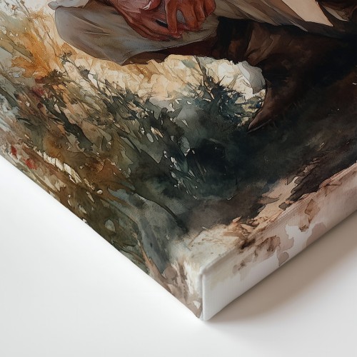 Obraz na płótnie canvas Mężczyzna modlący się akwarela