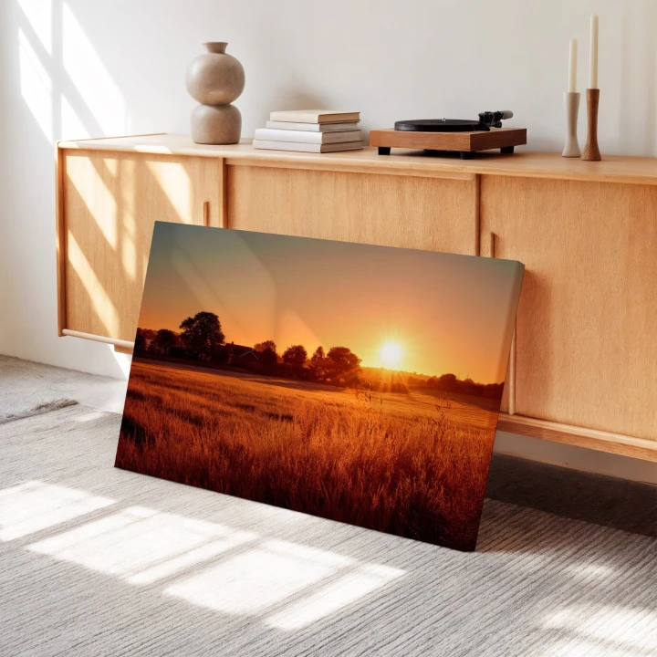 Obraz na płótnie canvas Zachód słońca w polu realistyczny