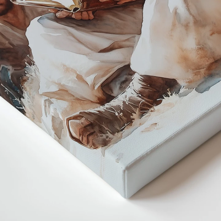 Obraz na płótnie canvas Jezus czytający księgę akwarela