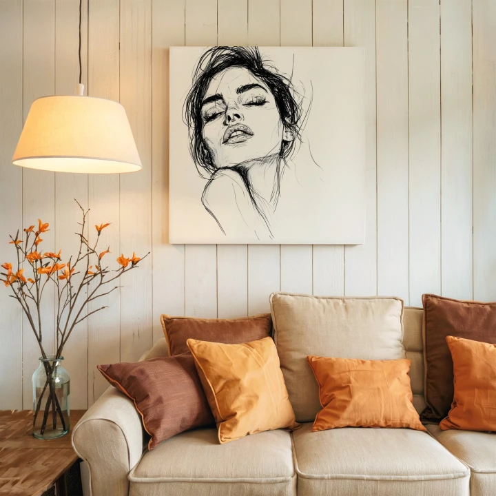 Obraz na płótnie canvas Kobieta w profilu line-art