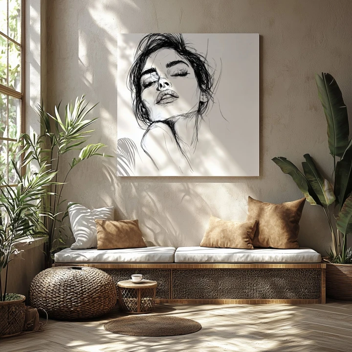 Obraz na płótnie canvas Kobieta w profilu line-art
