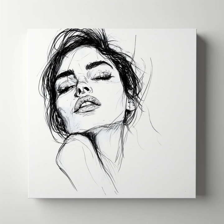 Obraz na płótnie canvas Kobieta w profilu line-art