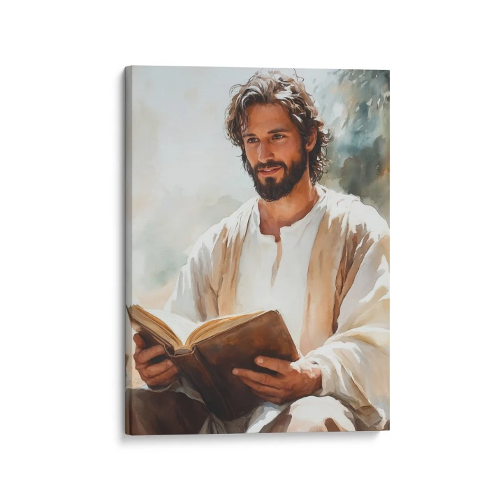 Obraz na płótnie canvas Postać religijna z księgą akwarela