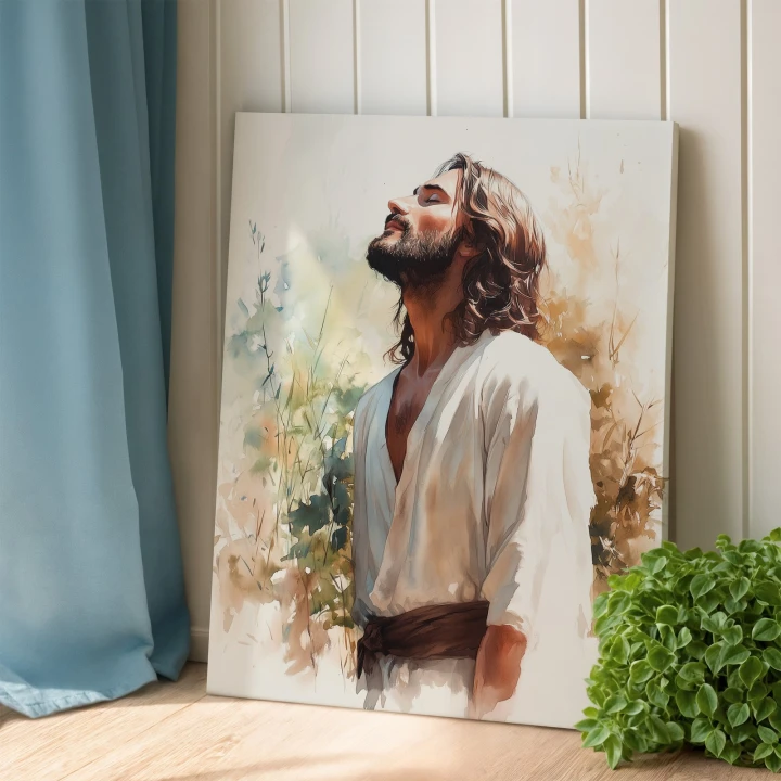 Obraz na płótnie canvas Mężczyzna w białej szacie akwarela