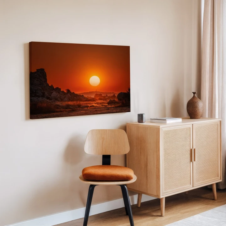 Obraz na płótnie canvas Zachód nad skałami realistyczny