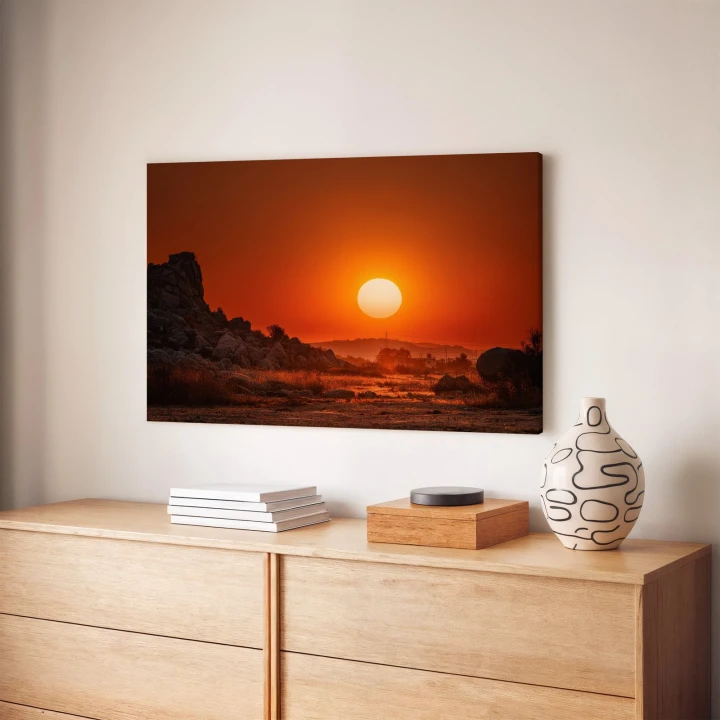 Obraz na płótnie canvas Zachód nad skałami realistyczny