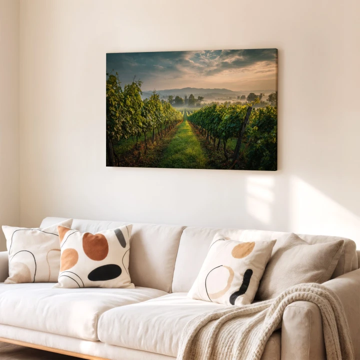Obraz na płótnie canvas Winnica o poranku realistyczny