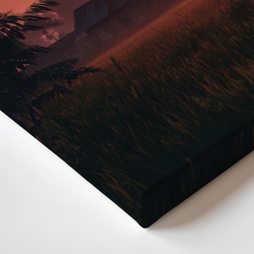 Obraz na płótnie canvas Słońce nad wsią realistyczny