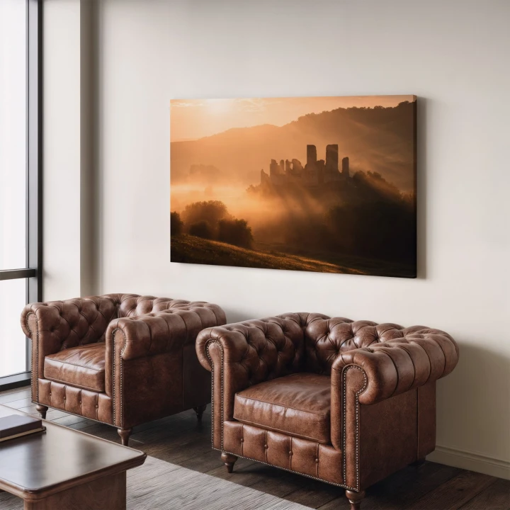 Obraz na płótnie canvas Ruiny zamku o świcie realistyczny