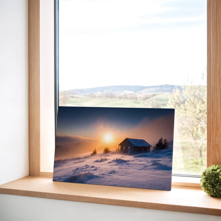 Obraz na płótnie canvas Zimowa chatka górska realistyczny