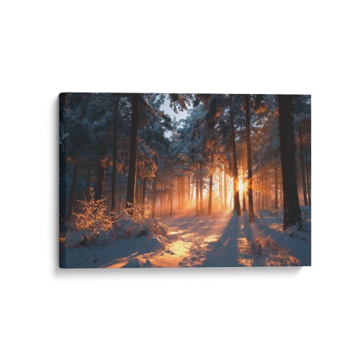 Obraz na płótnie canvas Zimowy las o zachodzie realistyczny