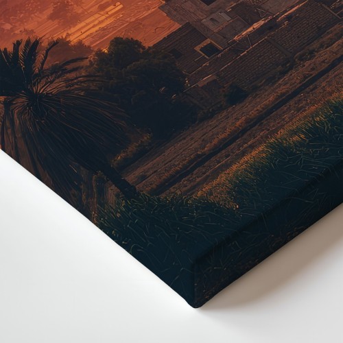 Obraz na płótnie canvas Zachód nad wsią realistyczny
