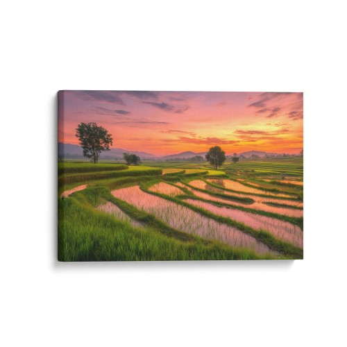 Obraz na płótnie canvas Tarasy ryżowe zachód realistyczny