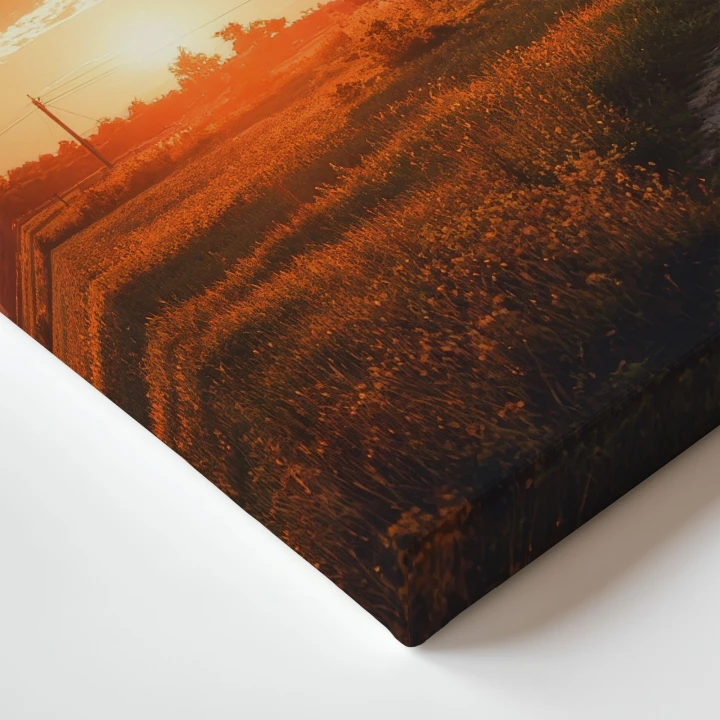 Obraz na płótnie canvas Zachód nad chatą realistyczny