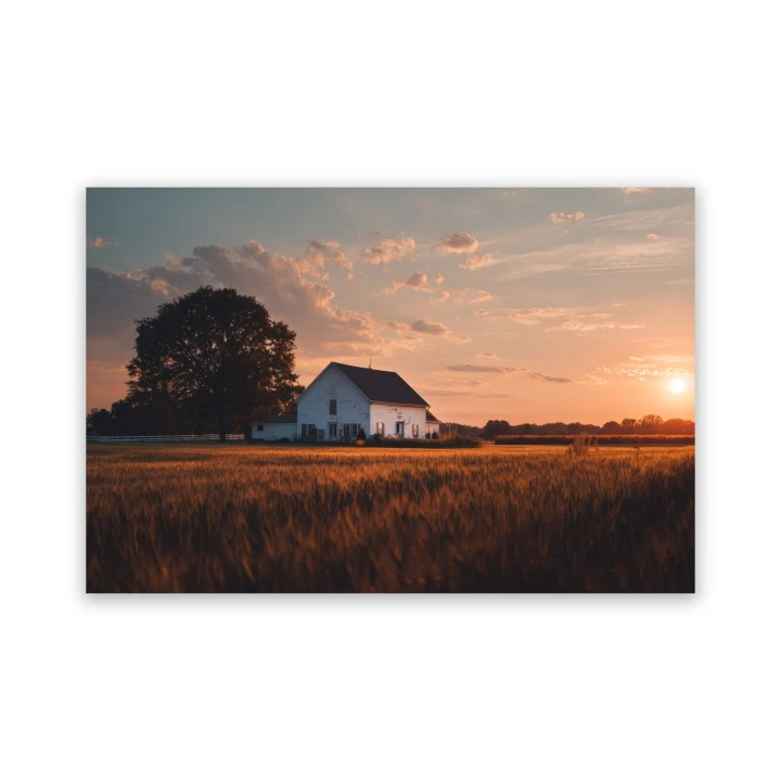 Obraz na płótnie canvas Biały dom na polu realistyczny