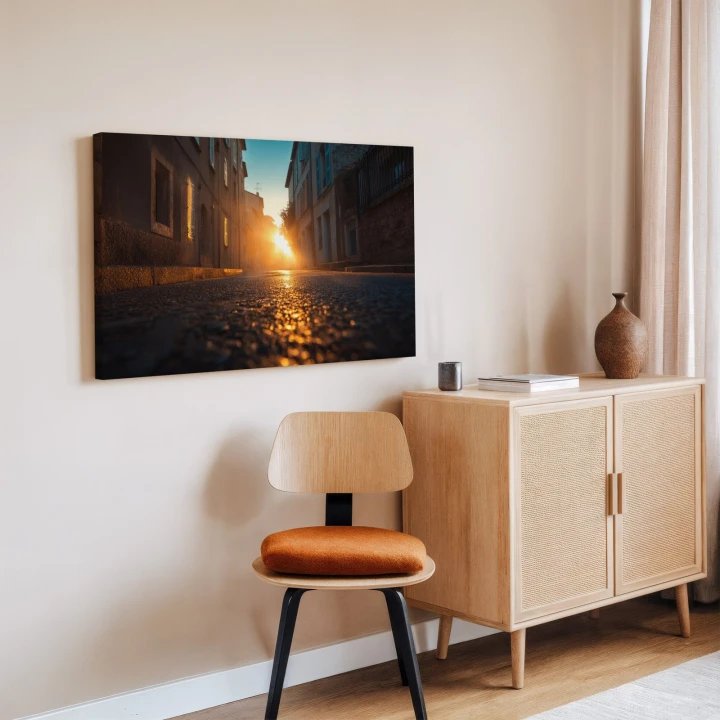 Obraz na płótnie canvas Uliczka o zachodzie realistyczny