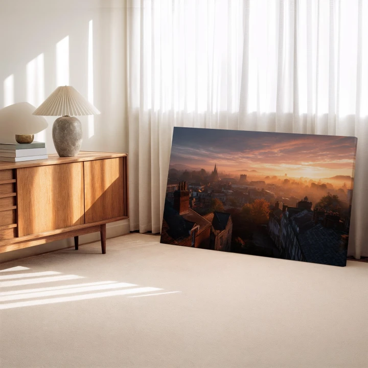 Obraz na płótnie canvas Stare miasto o świcie realistyczny