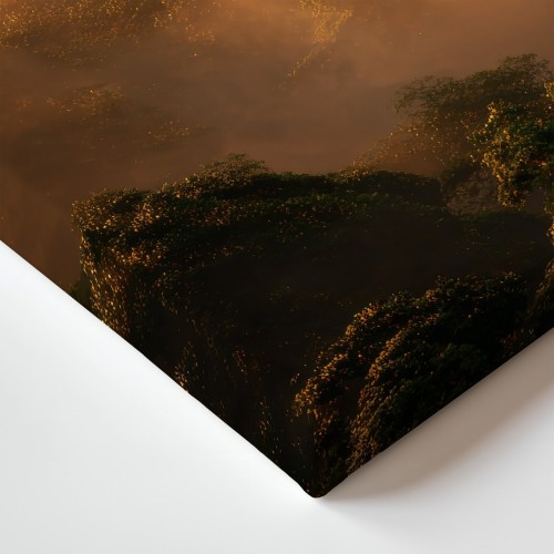 Obraz na płótnie canvas Złota pagoda w mgle realistyczny