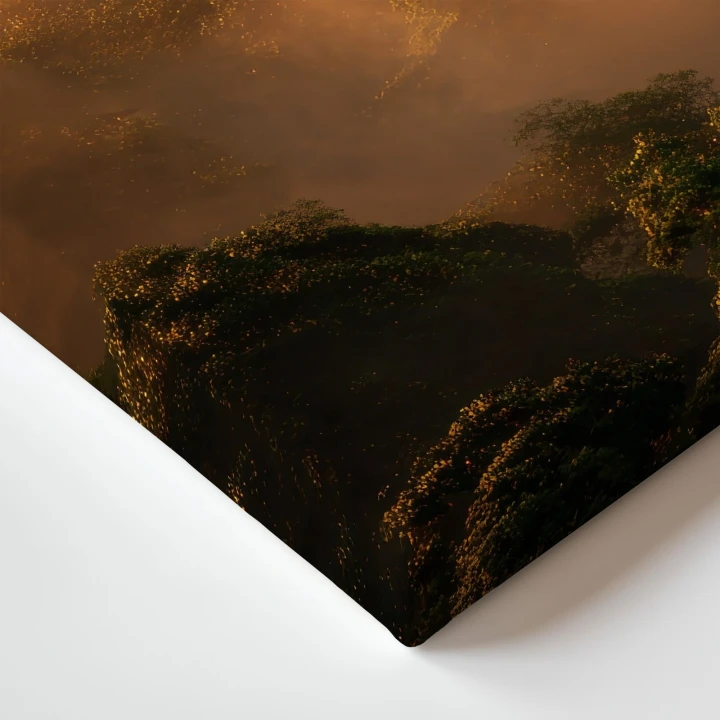 Obraz na płótnie canvas Złota pagoda w mgle realistyczny