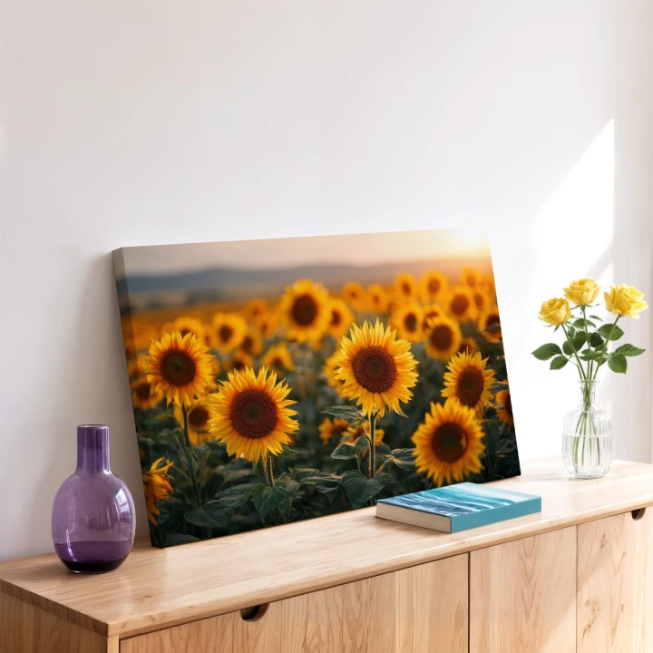 Obraz na płótnie canvas Słoneczniki na polu realistyczny