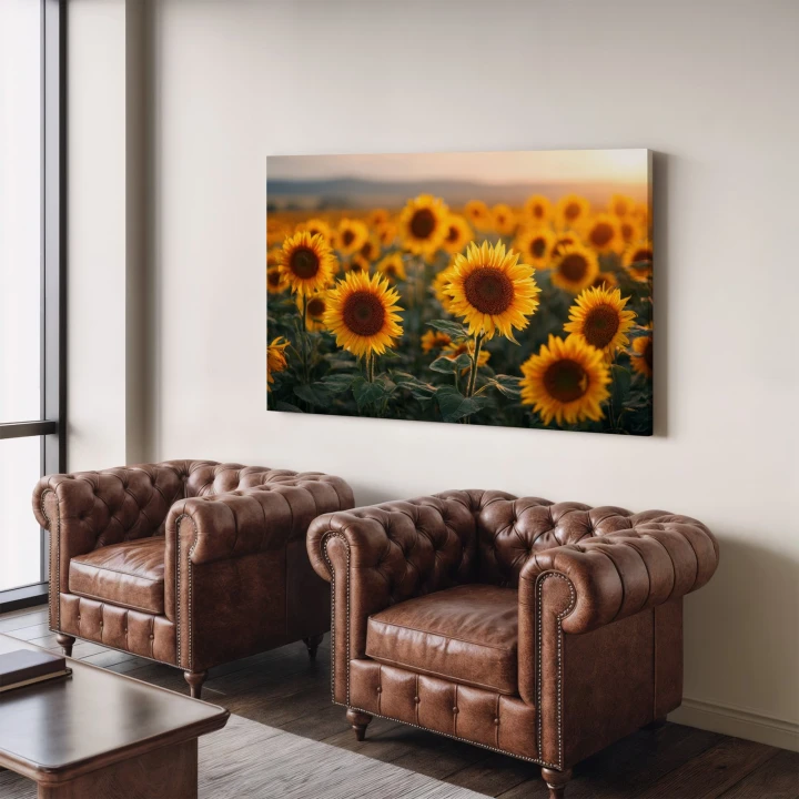 Obraz na płótnie canvas Słoneczniki na polu realistyczny