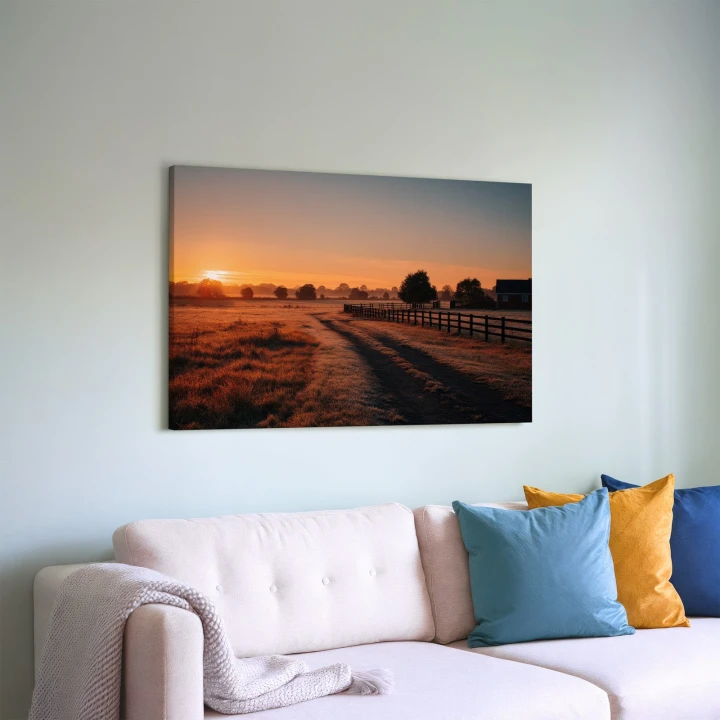 Obraz na płótnie canvas Wschód słońca na polu realistyczny
