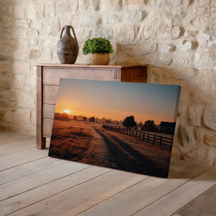 Obraz na płótnie canvas Wschód słońca na polu realistyczny
