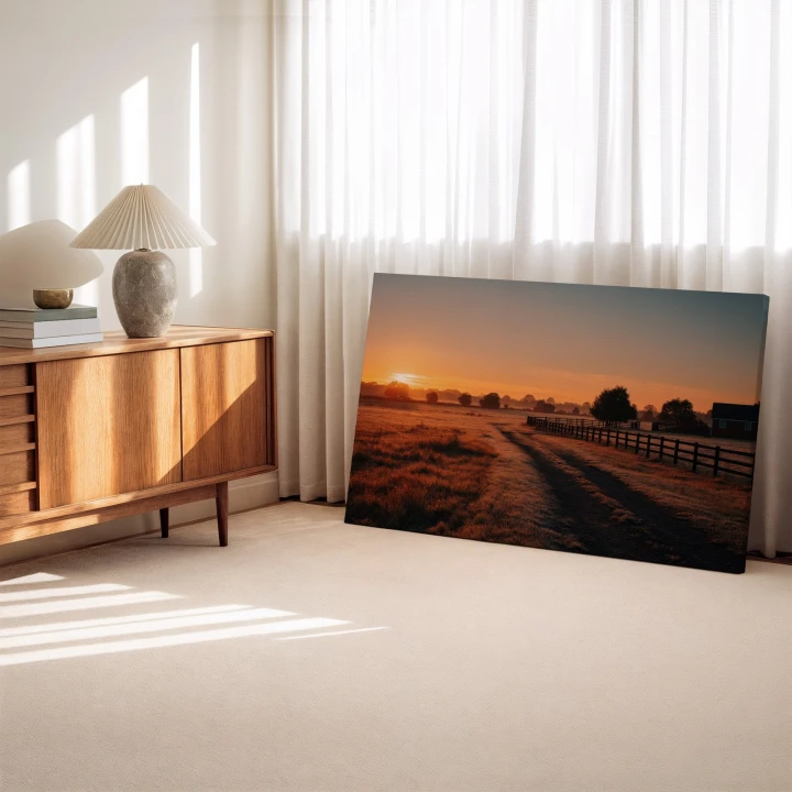 Obraz na płótnie canvas Wschód słońca na polu realistyczny