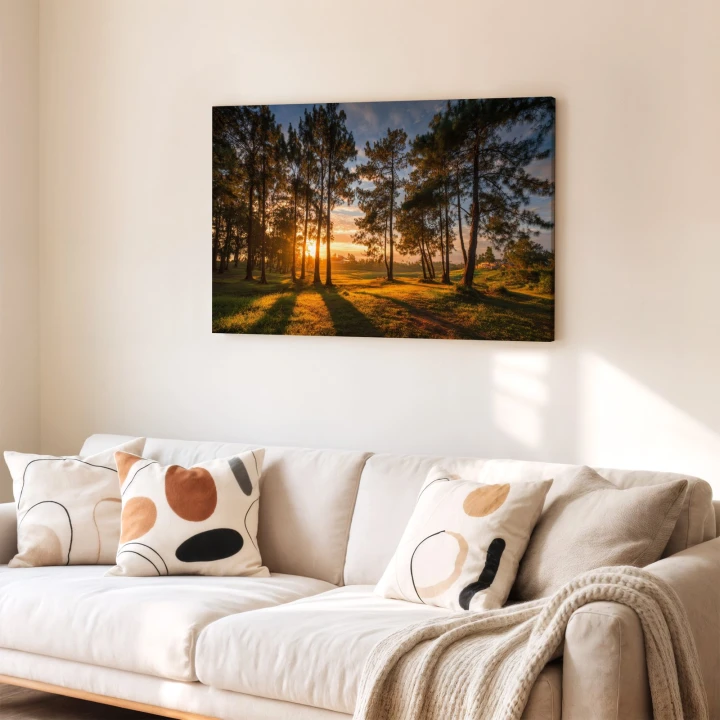 Obraz na płótnie canvas Zachód słońca w lesie realistyczny