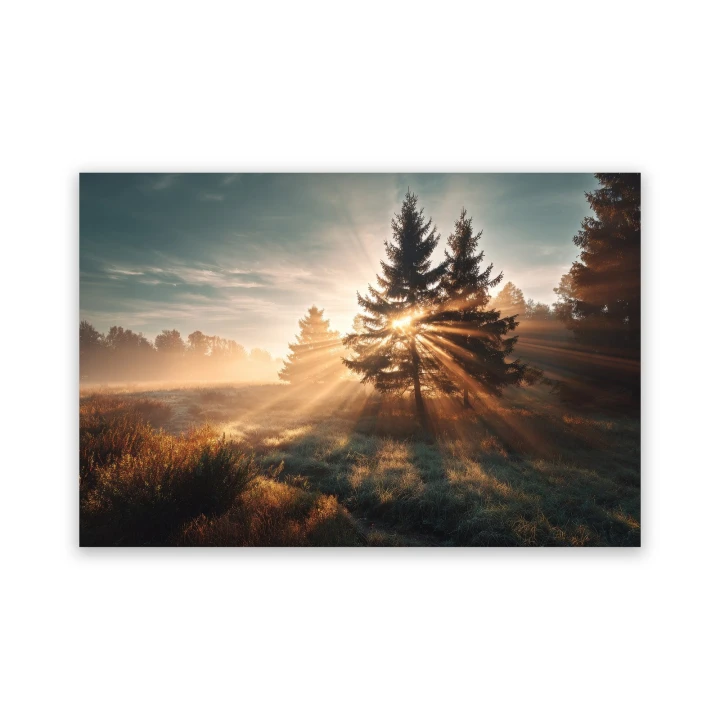 Obraz na płótnie canvas Wschód między sosnami realistyczny