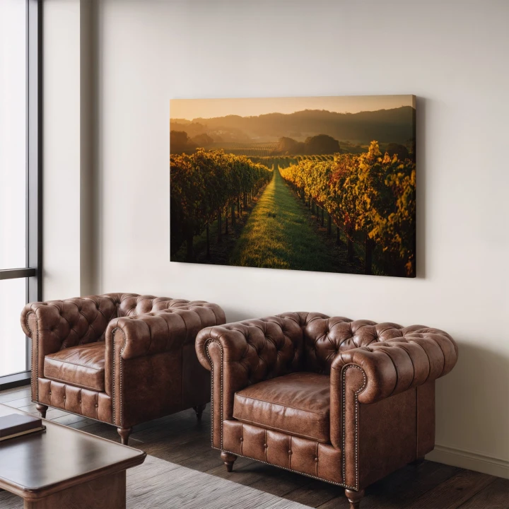 Obraz na płótnie canvas Winnica o zachodzie realistyczny