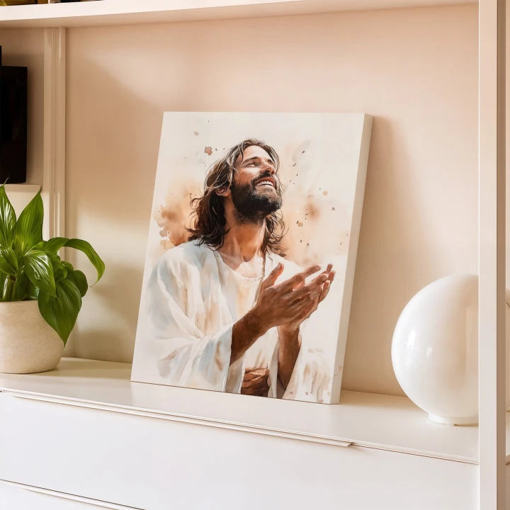 Obraz na płótnie canvas Jezus modlący się akwarela