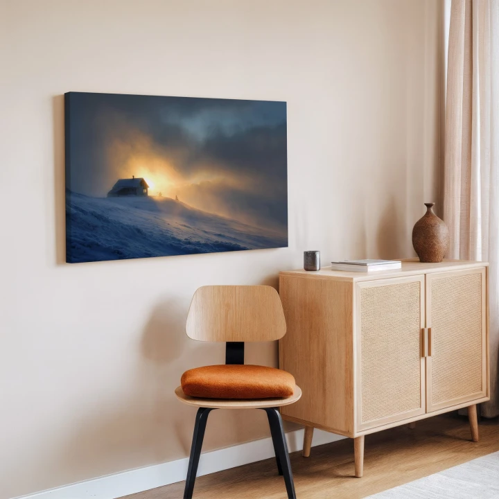 Obraz na płótnie canvas Chatka na stoku realistyczny