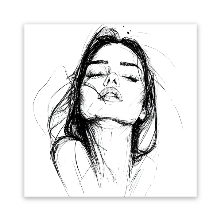 Obraz na płótnie canvas Zamyślona kobieta line-art