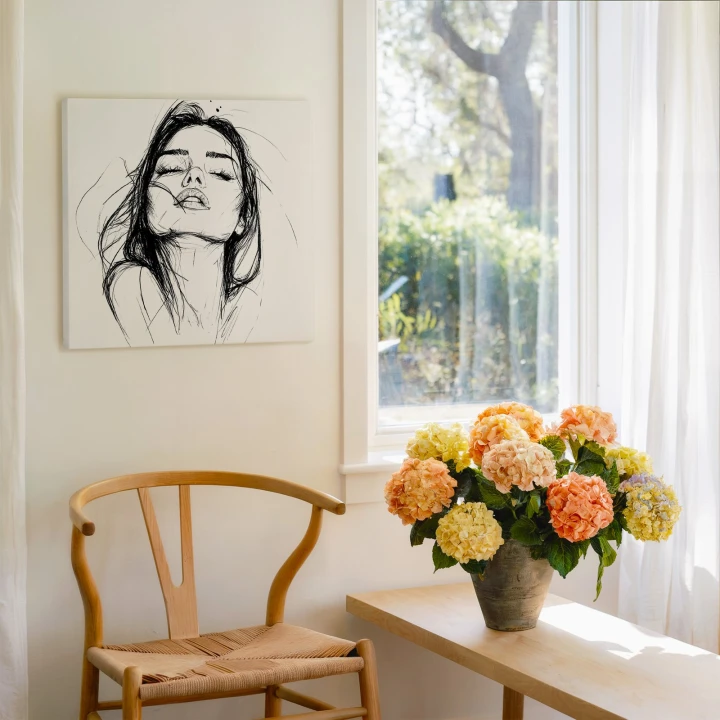 Obraz na płótnie canvas Zamyślona kobieta line-art